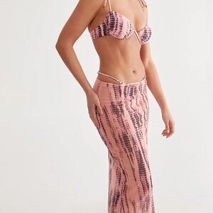 NastyGal Tie Dye V Wire 3pc Maxi Skirt Bikini Set "new"